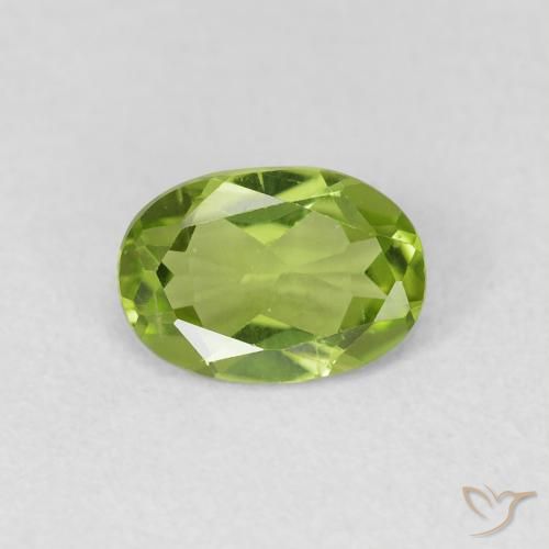 0.73ct 자연스러운 활기찬 녹색 감람석, 타원형, VVS-VS