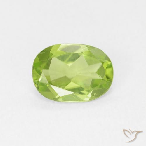 0.88ct 자연스러운 미디엄 그린 감람석, 타원형, VVS-VS