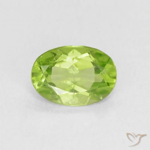 0.80ct 자연스러운 밝은 녹색 감람석, 타원형, VS