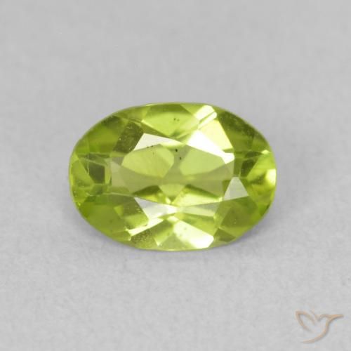 0.75ct 자연스러운 활기찬 황록색 감람석, 타원형, VS