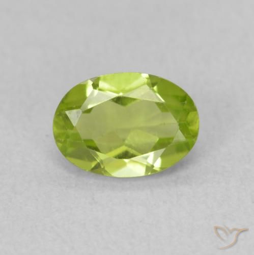 0.80ct 자연스러운 밝은 녹색 감람석, 타원형, VS