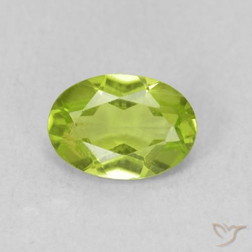 0.84ct 자연스러운 활기찬 황록색 감람석, 타원형, VS