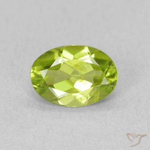 0.83ct 자연스러운 밝은 녹색 감람석, 타원형, VS