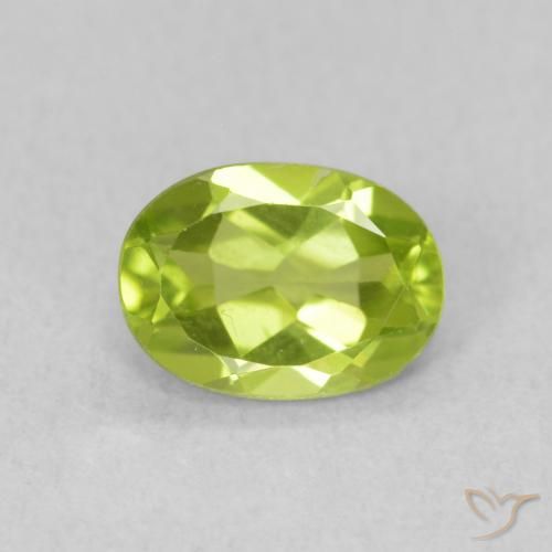 0.89ct 자연스러운 밝은 녹색 감람석, 타원형, VS