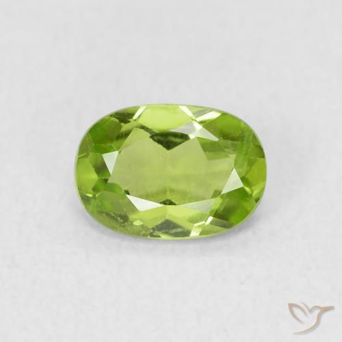 0.88ct 자연스러운 활기찬 녹색 감람석, 타원형, VS