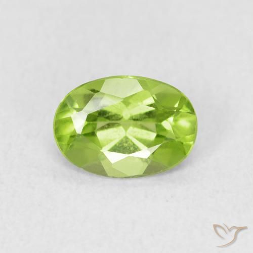 0.92ct 자연스러운 미디엄 그린 감람석, 타원형, VS