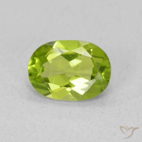 0.89ct 자연스러운 밝은 녹색 감람석, 타원형, VS