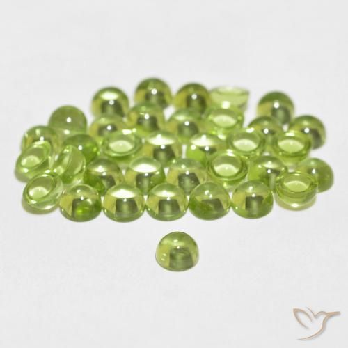 0.40캐럿 천연 생기 있는 그린 페리도트, 라운드 컷, 4.15 mm, 투명한
