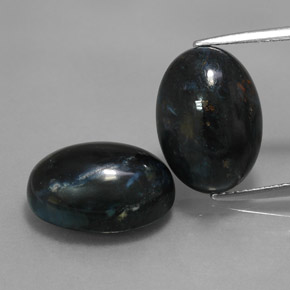 12.24캐럿 천연 검정색 피터사이트 보석, 타원형 컷, 14.1×10.2 mm, 불투명체