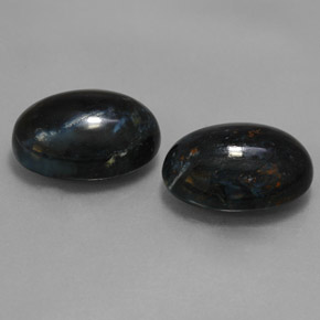 12.24캐럿 천연 검정색 피터사이트 보석, 타원형 컷, 14.1×10.2 mm, 불투명체
