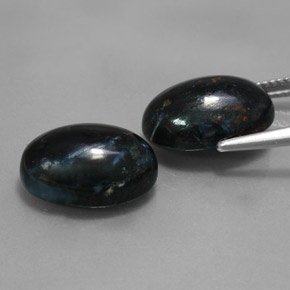 12.24캐럿 천연 검정색 피터사이트 보석, 타원형 컷, 14.1×10.2 mm, 불투명체