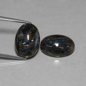 12.70캐럿 천연 검정색 피터사이트 보석, 타원형 컷, 14.1×10.2 mm, 불투명체
