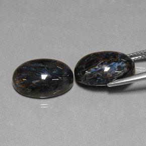12.70캐럿 천연 검정색 피터사이트 보석, 타원형 컷, 14.1×10.2 mm, 불투명체