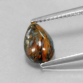 1.11캐럿 천연 멀티컬러 피터사이트, 배 모양, 9.3×6.4 mm, 불투명체