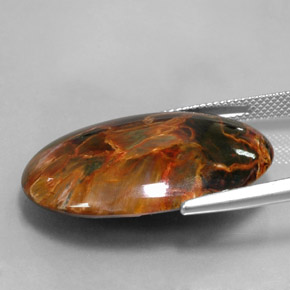 24.67캐럿 천연 멀티컬러 피터사이트, 타원형 컷, 30×21.9 mm, 불투명체