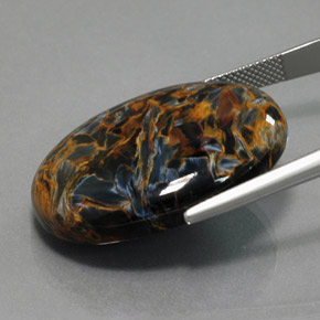 36.58캐럿 천연 회청색 피터사이트, 타원형 컷, 30.2×22.2 mm, 불투명체