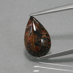 2.14캐럿 천연 멀티컬러 피터사이트, 배 모양, 13.1×8.4 mm, 불투명체