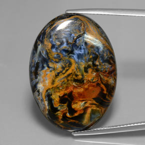 24.42캐럿 천연 멀티컬러 피터사이트, 타원형 컷, 28.8×21.4 mm, 불투명체