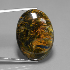 37.04캐럿 천연 멀티컬러 피터사이트, 타원형 컷, 30.3×22.3 mm, 불투명체
