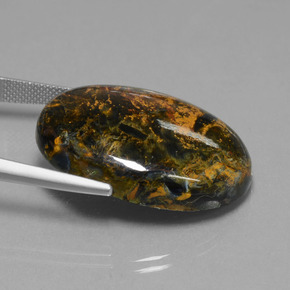 37.04캐럿 천연 멀티컬러 피터사이트, 타원형 컷, 30.3×22.3 mm, 불투명체