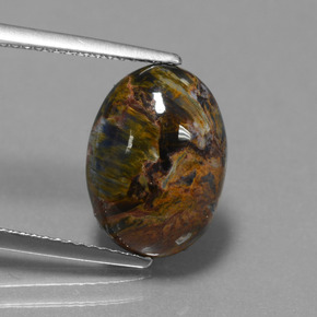 4.11캐럿 천연 멀티컬러 피터사이트, 타원형 컷, 13.9×10.1 mm, 불투명체