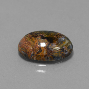 4.11캐럿 천연 멀티컬러 피터사이트, 타원형 컷, 13.9×10.1 mm, 불투명체