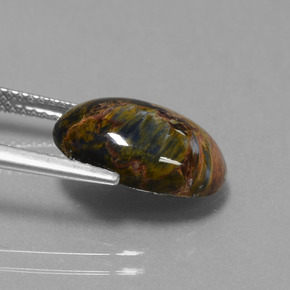 4.11캐럿 천연 멀티컬러 피터사이트, 타원형 컷, 13.9×10.1 mm, 불투명체