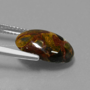 4.21캐럿 천연 멀티컬러 피터사이트, 타원형 컷, 14×10.1 mm, 불투명체