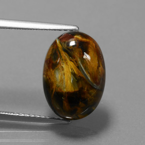 6.15캐럿 천연 멀티컬러 피터사이트, 타원형 컷, 14.1×10.1 mm, 불투명체