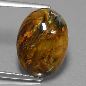 7.10캐럿 천연 멀티컬러 피터사이트, 타원형 컷, 16.1×12.1 mm, 불투명체