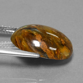 7.10캐럿 천연 멀티컬러 피터사이트, 타원형 컷, 16.1×12.1 mm, 불투명체