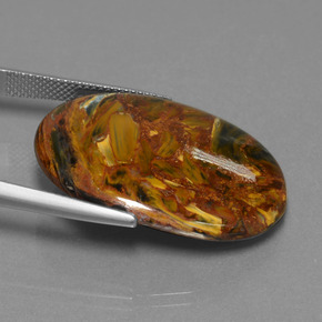 29.67캐럿 천연 멀티컬러 피터사이트, 타원형 컷, 30.2×21.8 mm, 불투명체