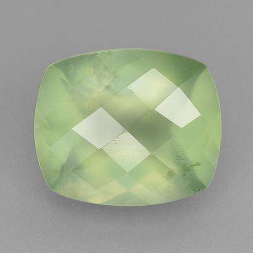 5.41캐럿 천연 Pale Lime Green  프레나이트, 쿠션 컷, 12×10.1 mm, 투명한