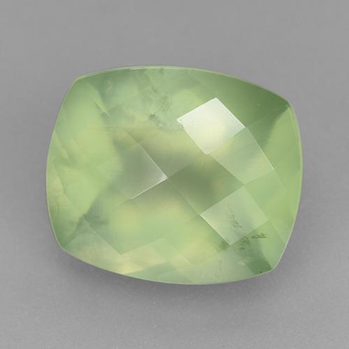 5.41캐럿 천연 Pale Lime Green  프레나이트, 쿠션 컷, 12×10.1 mm, 투명한