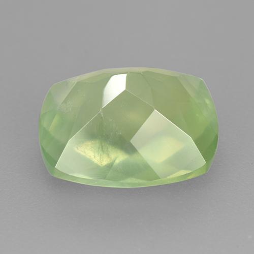 5.41캐럿 천연 Pale Lime Green  프레나이트, 쿠션 컷, 12×10.1 mm, 투명한