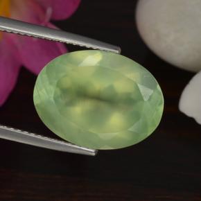 9.48캐럿 천연 미디엄 그린 프레나이트, 타원형 컷, 16×12.1 mm, 투명한