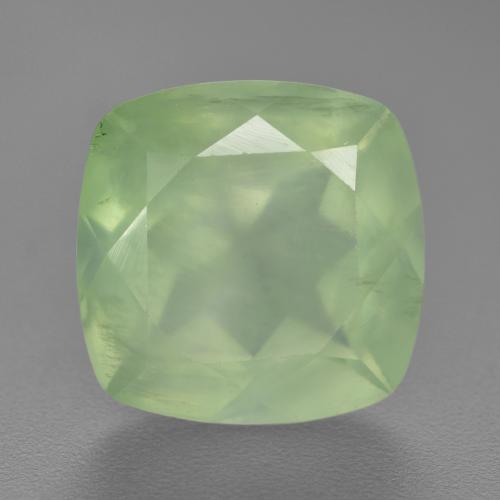 6.90캐럿 천연 옅은 라임 그린 프레나이트, 쿠션 컷, 12×12 mm, 투명한