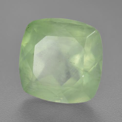 6.90캐럿 천연 옅은 라임 그린 프레나이트, 쿠션 컷, 12×12 mm, 투명한