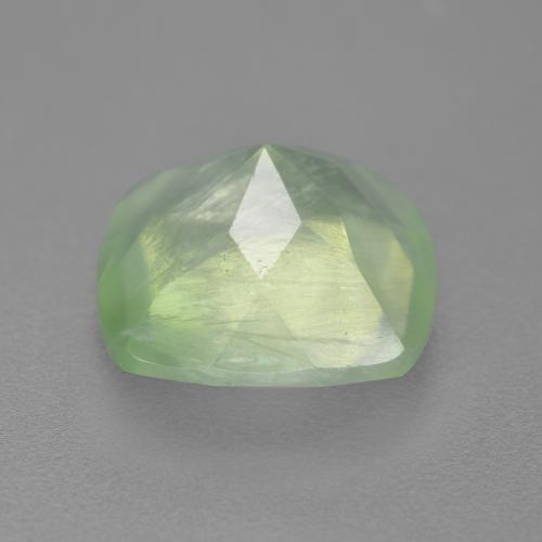 6.90캐럿 천연 옅은 라임 그린 프레나이트, 쿠션 컷, 12×12 mm, 투명한
