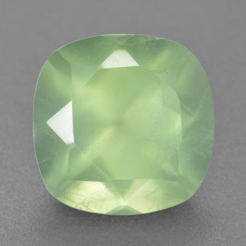 6.62캐럿 천연 올리브 그린 프레나이트, 쿠션 컷, 11.9×11.9 mm, 투명한