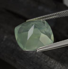 6.82캐럿 천연 그린 프레나이트, 쿠션 컷, 12×11.9 mm, 투명한