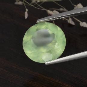 5.61캐럿 천연 그린 프레나이트, 라운드 컷, 11.85 mm, 투명한