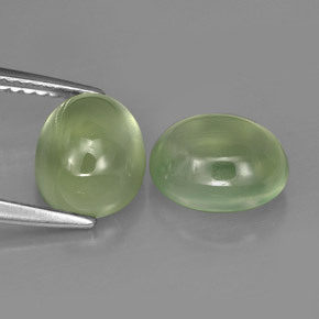캐럿 천연 그린 프레나이트 보석, 투명한, 9×7.2 mm, 투명/반투명