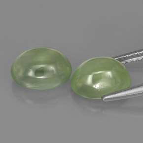 캐럿 천연 그린 프레나이트 보석, 투명한, 9×7.2 mm, 투명/반투명