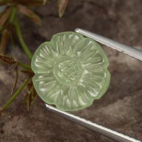 4.48캐럿 천연 그린 프레나이트, 플라워 컷, 10.7×10.7 mm, 투명한