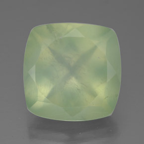 7.55캐럿 천연 그린 프레나이트, 쿠션 컷, 12.1×12.1 mm, 투명한