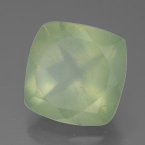 7.55캐럿 천연 그린 프레나이트, 쿠션 컷, 12.1×12.1 mm, 투명한