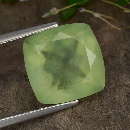 6.62캐럿 천연 Yellow Green  프레나이트, 투명한, 11.9×11.6 mm, 투명/반투명