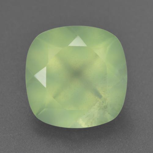 6.33캐럿 천연 미디엄 그린 프레나이트, 쿠션 컷, 11.9×11.8 mm, 투명한