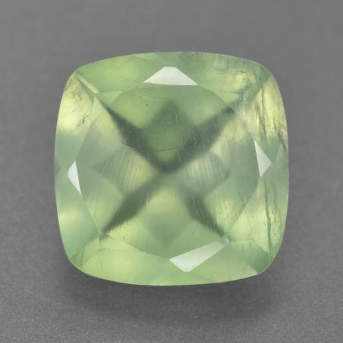 6.68캐럿 천연 페일 페어 그린 프레나이트, 쿠션 컷, 12.1×12 mm, 투명한